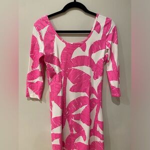 Mahi Gold pink palm tree dress